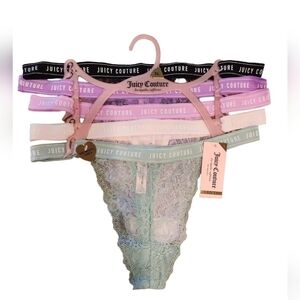 Juicy Couture Intimates Lace Thong Panty 5 Pack, Multi-Color, Size: XL, NWT